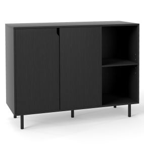 Aparador de Buffet de 106cm Armario de Almacenamiento Moderno para Cocina con 2 Puertas y Estantes Armario de Café Bar para Comedor Negro
