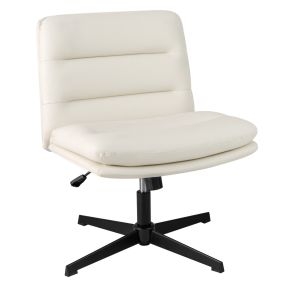 Silla para Sentarse con las Piernas Cruzadas Ajustable de Altura Tapizada en Cuero Artificial para Estudio 72 x 72 x 78-88 cm Blanco