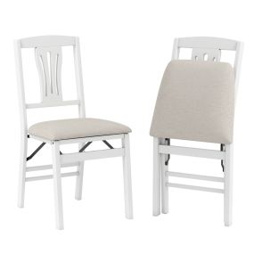 Silla Plegable Silla de Comedor con Asientos Acolchados Cómodos Estructura de Madera de Caucho Almohadillas Blanco