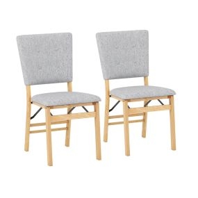 Silla de Comedor Plegable Silla de Cocina sin Brazos con Asiento Acolchado y Respaldo Inclinable Patas de Madera Natural