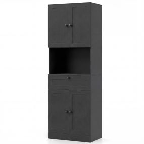 Armario alto de baño 171,5 cm 4 puertas 1 cajón 3 estantes ajustables gris oscuro