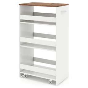 Carro de Almacenamiento Estrecho de 4 Niveles con Ruedas y Barandillas 47,5 x 30 x 80,5 cm Blanco y Marrón