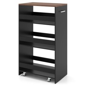 Carro de Almacenamiento Estrecho de 4 Niveles con Ruedas y Barandillas 47,5 x 30 x 80,5 cm Negro y Marrón