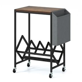 Soporte Rodante para Tocadiscos Soporte para Giradiscos con Almacenamiento de Vinilos y para Revistas Estante Móvil para Exhibición Marrón