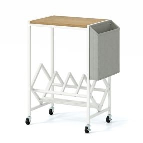 Soporte Rodante para Tocadiscos Soporte para Giradiscos con Almacenamiento de Vinilos y para Revistas Estante Móvil para Exhibición Natural