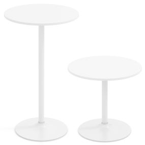 2 Mesas Bistró Redonda Mesa de Cóctel de Altura de Bar de 101,5 cm Convertible en Mesa de Café de 56 cm de Altura Mesa Alta de Pub Blanco
