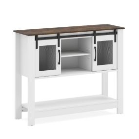 Aparador Armario Cocina con 2 Compartimentos Abiertos 2 Gabinetes Estante Ajustable Puertas Corredizas para Salón Pasillo Blanco+Marrón