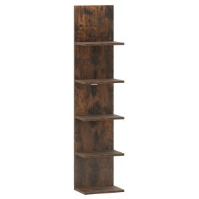 Estantes Pared 5 Niveles Flotante Vertical Madera Organizador para Dormitorio Sala Estar Baño Hogar Marrón Rústico
