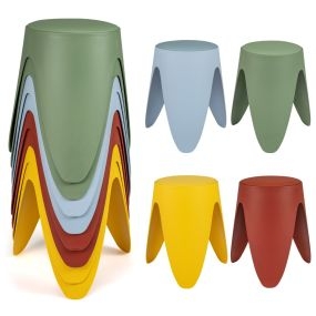 Juego de 8 Taburetes Apilables de Plástico Portátiles sin Respaldo No Requiere Montaje para Aula Oficina o Salón 46 cm Multicolor