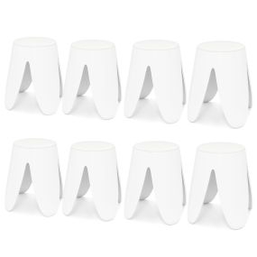 Juego de 8 Taburetes Apilables de Plástico Portátiles sin Respaldo No Requiere Montaje para Aula Hogar u Oficina 46cm Blanco