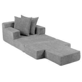 Sofá cama plegable con 2 almohadas, fundas de felpa desmontables lavables a máquina, gris 118x93x48 cm