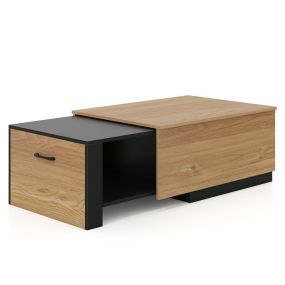Mesa de centro extensible de madera con compartimientos y encimera deslizante rectangular para salón y estudio