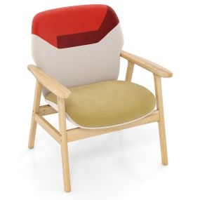 Sillón Moderno Tapizado Brazos Laterales Respaldo Espacioso Cojín Acolchado Espuma Madera Caucho Sala Estar Oficina Hogar