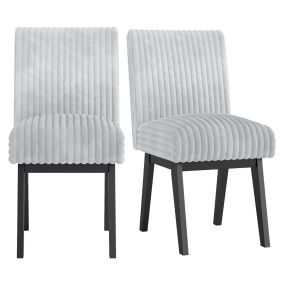 Juego de 2 Sillas de Comedor Cocina Tela Tapizada Asiento Respaldo Acolchado Patas Madera Caucho Moderna Negro y Gris