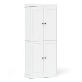 Armario Cuatro Puertas Soporta 150 kg Seis Espacios Almacenamiento Puertas Antipolvo Estantes Ajustables 76 x 40 x 185 cm Blanco