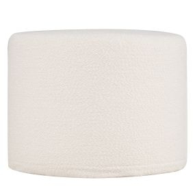 Puf Redondo Relleno Espuma Tejido Hilo Enrollado Funda Desmontable Lavable Moderno Reposapiés Salón Dormitorio Blanco