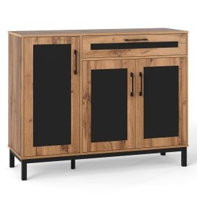 Aparador Buffet Rural Moderno con Cajón y Estantes Extraíbles 3 Puertas para Cocina Entrada Sala Estar Natural