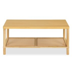 Mesa de centro cuadrada natural con estante inferior de ratán 100 x 52 x 45 cm