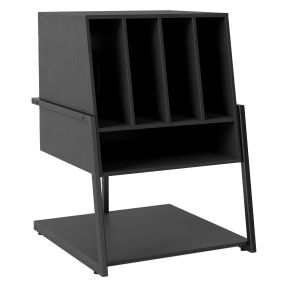 Mueble para Tocadiscos Estante de Vinilos con Patas Ajustables Negro Madera para Salón