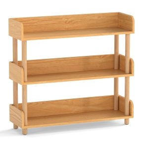 Estantería Madera 3 Niveles Postes Pino Barandillas Elevadas Estantes Abiertos Libros Plantas Independiente Salón Oficina