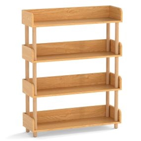 Estantería Madera 4 Niveles Postes Pino Barandillas Elevadas Estantes Abiertos Libros Plantas Independiente Salón Oficina