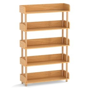 Estantería Madera 5 Niveles Postes Pino Barandillas Elevadas Estantes Abiertos Libros Plantas Independiente Salón Oficina