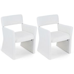 Juego de 2 butacas de salón blancas tapizadas desmontables con estructura metálica 63 x 62 x 83 cm