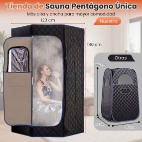 Sauna de vapor portátil con mando inalámbrico 9 niveles silla plegable 100 kg 90 x 90 x 180 cm negro
