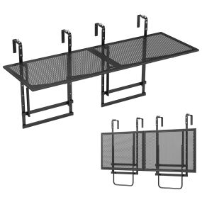 Juego de 2 mesas colgantes de balcón de metal plegables altura regulable 5 niveles negro