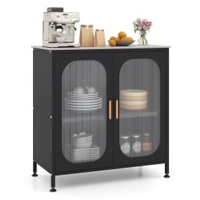 Aparador de cocina negro 83 x 42 x 85,5 cm con estante regulable y sistema antivuelco