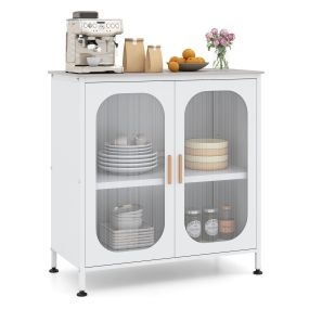 Aparador de cocina blanco 83 x 42 x 85,5 cm con estante regulable y sistema antivuelco