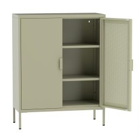 Armario metálico de dos puertas con estantes ajustables 80 x 35 x 102 cm verde menta