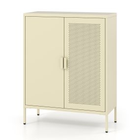 Armario de metal de doble puerta resistente a la humedad con estantes ajustables 80 x 35 x 102 cm amarillo