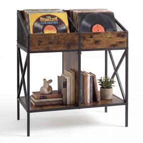 Mueble para Tocadiscos Estante Estructura en X Madera de Ingeniería Gran Capacidad de Carga Resistente y Estable 70 x 40 x 80,5 cm Marrón