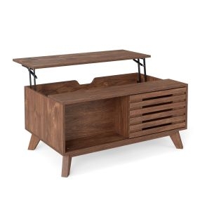 Mesa de Centro Elevable con Almacenamiento Oculto Amplio Madera de Ingeniería Resistente Multiuso para Salón 90 x 55 x 56,5 cm Marrón