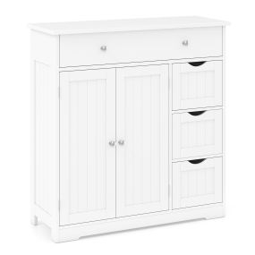 Armario de almacenamiento con 4 cajones y 2 puertas, estante regulable, 80 x 30 x 82 cm, blanco