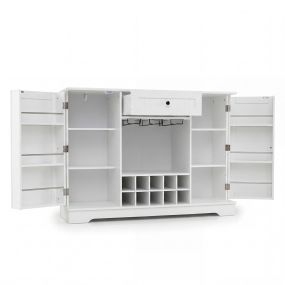 Aparador con botellero 2 puertas 1 cajón estante regulable 120 x 83 x 40 cm blanco