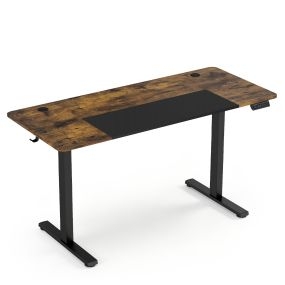 Escritorio eléctrico regulable en altura estilo industrial 140 x 60 x 72-118 cm marrón rústico y negro