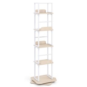 Estantería Giratoria para Libros de 5 Niveles Estructura de Metal Resistente Capacidad de Carga 75 kg 40 x 40 x 148,5 cm Roble+Blanco