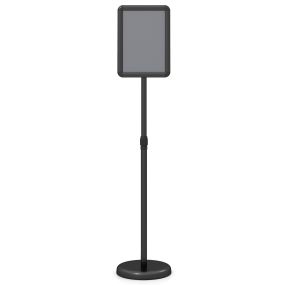 Soporte de suelo para carteles A4 ajustable 360° base rellenable antideslizante negro