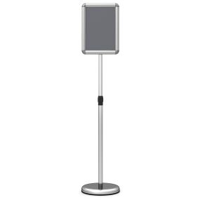 Soporte de suelo para carteles A4 ajustable 360° base antideslizante plateado