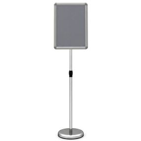 Soporte de suelo para carteles A3 ajustable 360° base antideslizante plateado