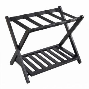 Soporte para maletas plegable de bambú 2 niveles con 5 correas 68 x 41 x 56,5 cm