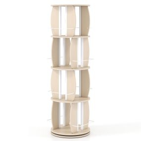 Estantería Giratoria de Cuatro Niveles Almacenamiento Espacioso Soporte de Metal Resistente para Sala Dormitorio 40 x 40 x 128,5 cm Natural