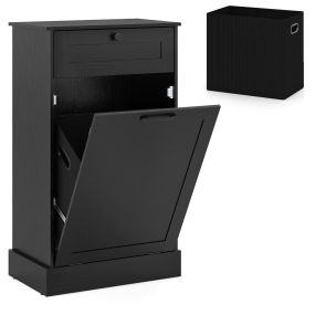 Armario para Ropa Sucia con Cajón Superior y Bolsa de Tela Extraíble Resistente Madera de Ingeniería Fuerte para Baño 52 x 33 x 90 cm Negro