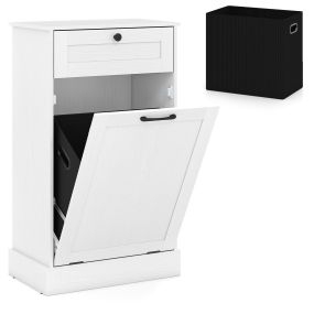 Armario para Ropa Sucia con Compartimento de Almacenaje y Bolsa Interior Desmontable Madera de Ingeniería Elegante 52 x 33 x 90 cm Blanco