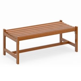 Banco de Jardín de 2 Plazas 112cm Madera con Aceite de Teca y Asiento Curvado de Listones Carga 240kg para Parque Porche Entrada