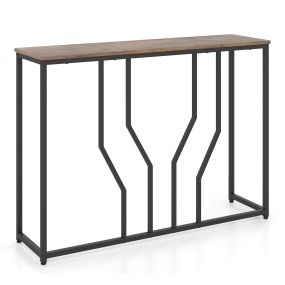 Mesa consola industrial metálica resistente para entrada y salón 110 x 30 x 80 cm marrón rústico y negro