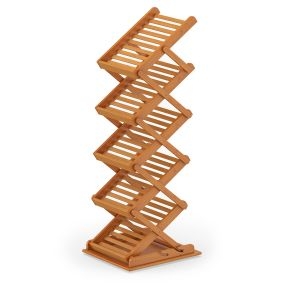 Estantería de bambú plegable regulable 5 niveles 40 x 35 x 146 cm color nuez