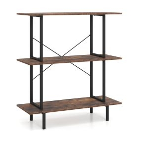 Estantería industrial de 3 niveles con estantes abiertos 80 x 30 x 86 cm marrón rústico y negro